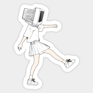 Coder girl computer head Sticker